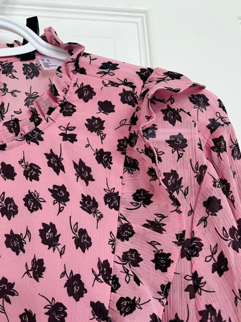 Divided Pink Floral Ruffle Blouse - Picture 3 of 6